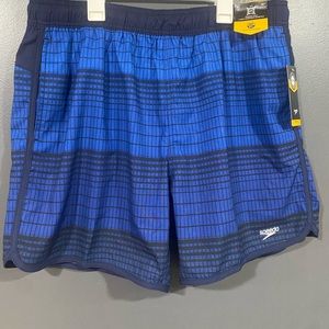 Speedo Men's  5.5” Anthracite Thread
Print Swim Trunk  Blue XL.    NWT